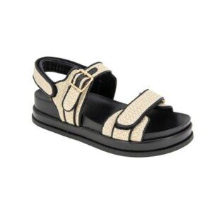 BCBGeneration Womens Bara Flatform Sandals Natural/Black Size 5 NEW